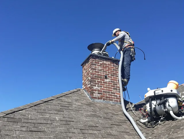 Dedicated La Verne Chimney Sweep team member cleaning a chimney in La Verne, CA