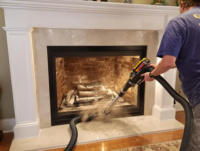 Fireplace cleaning performed by La Verne Chimney Sweep in La Verne, CA
