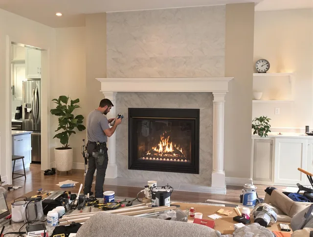 Newly installed fireplace by La Verne Chimney Sweep in La Verne, CA