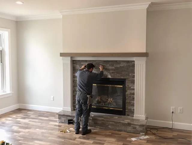 La Verne Chimney Sweep finishing a custom fireplace install in La Verne, CA